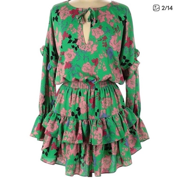 $320 Misa Los Angeles Green Floral Dress - Picture 3 of 11